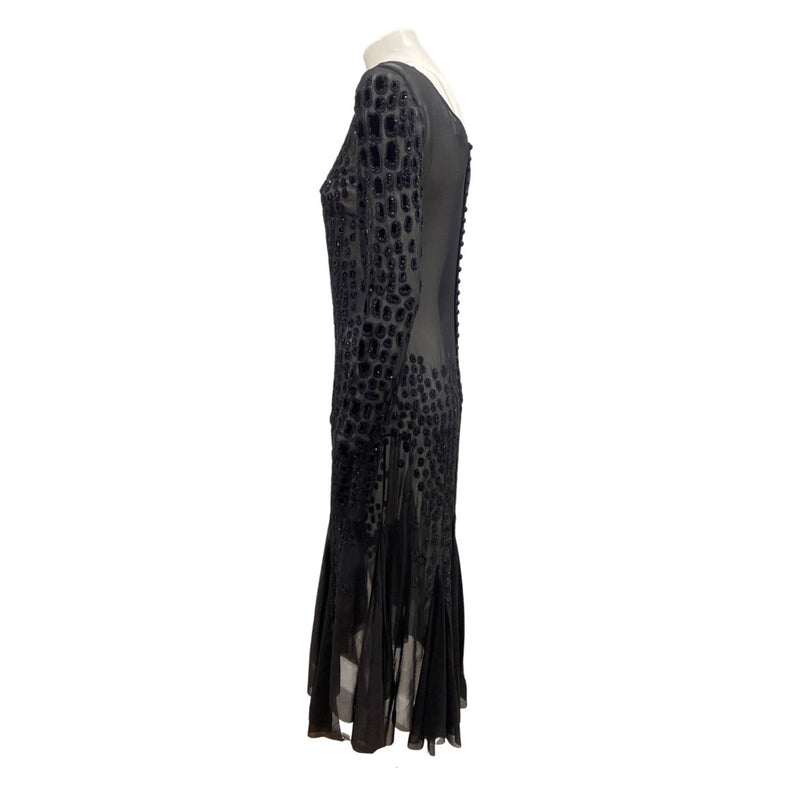 second-hand EMILIO PUCCI black sheer bead-embellished silk dress | Size IT40