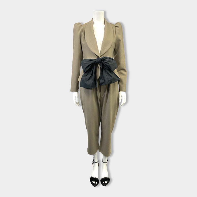pre-owned EMILIO DE LA MORENA wool blend taupe set