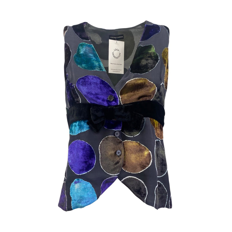 pre-owned EMPORIO ARMANI multicolour velvet and silk vest | Size S