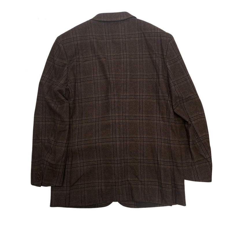 pre-owned ERMENEGILDO ZEGNA checked brown woolen cashmere blazer