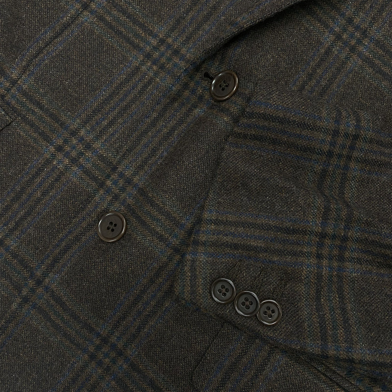 second-hand ERMENEGILDO ZEGNA checked brown woolen cashmere blazer