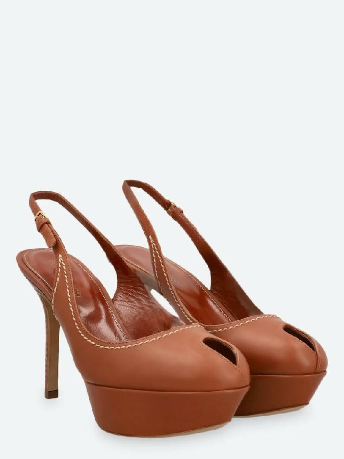 Sergio Rossi brown leather heeled sandals