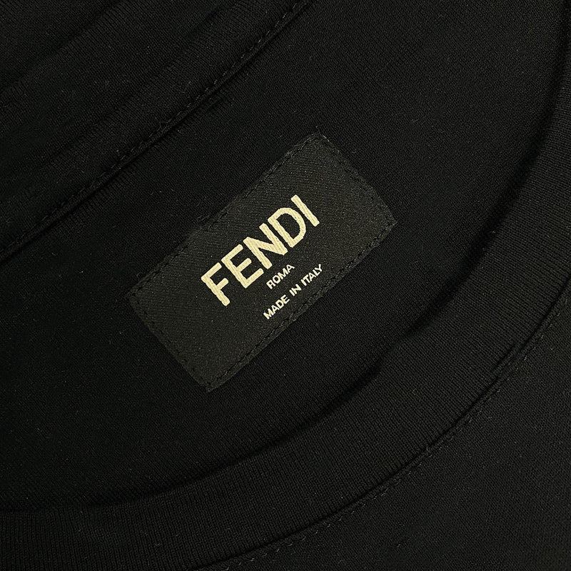 FENDI black cotton patchwork graphic T-Shirt