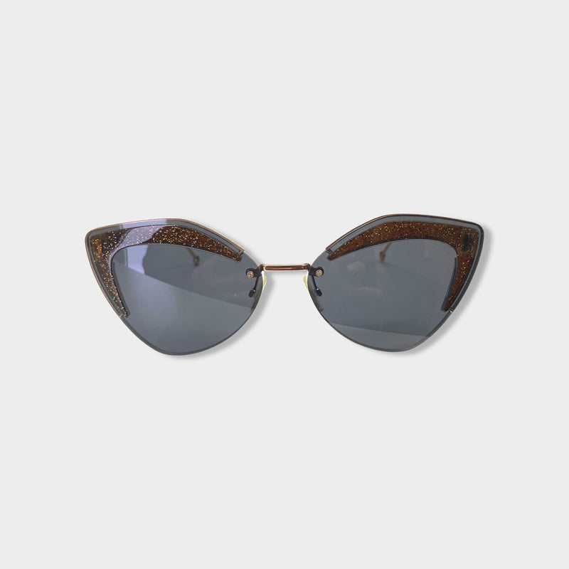 pre-owned FENDI grey and brown glitter sunglasses