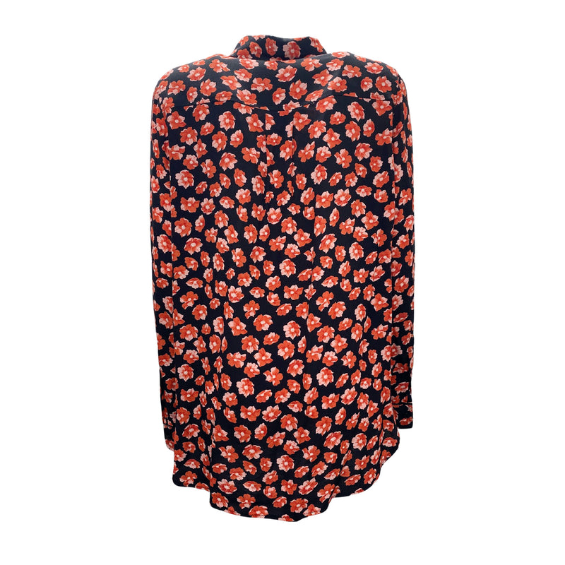 second-hand GANNI red and black floral viscose shirt