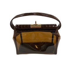 pre-owned GU_DE brown plastic and vegan leather handbag