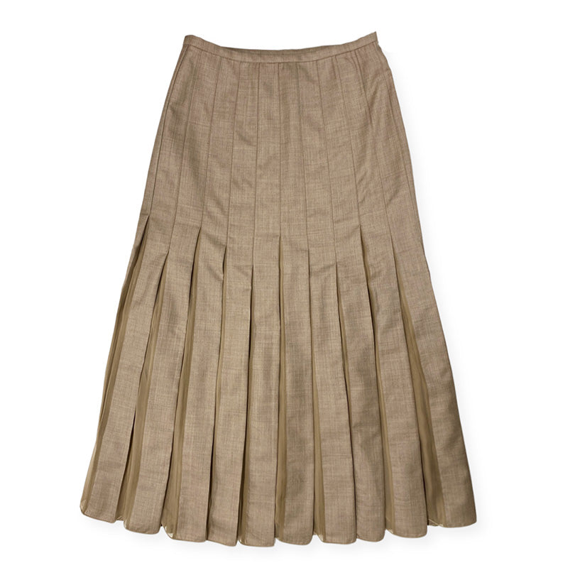 GABRIELA HEARST taupe wool and silk pleated skirt – Loop Generation