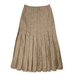 pre-owned GABRIELA HEARST taupe wool and silk pleated skirt