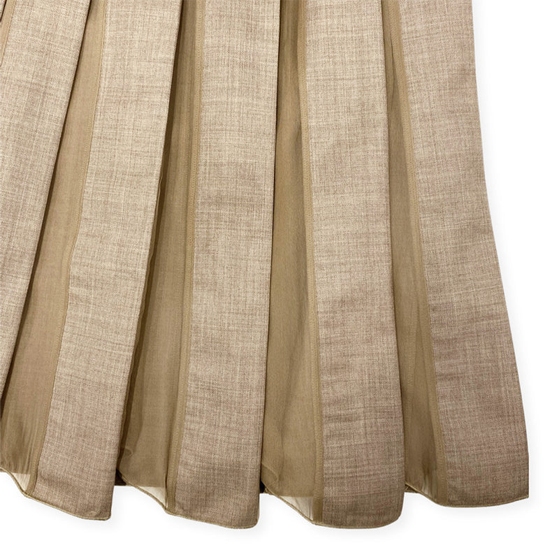 pre-loved GABRIELA HEARST taupe wool and silk pleated skirt