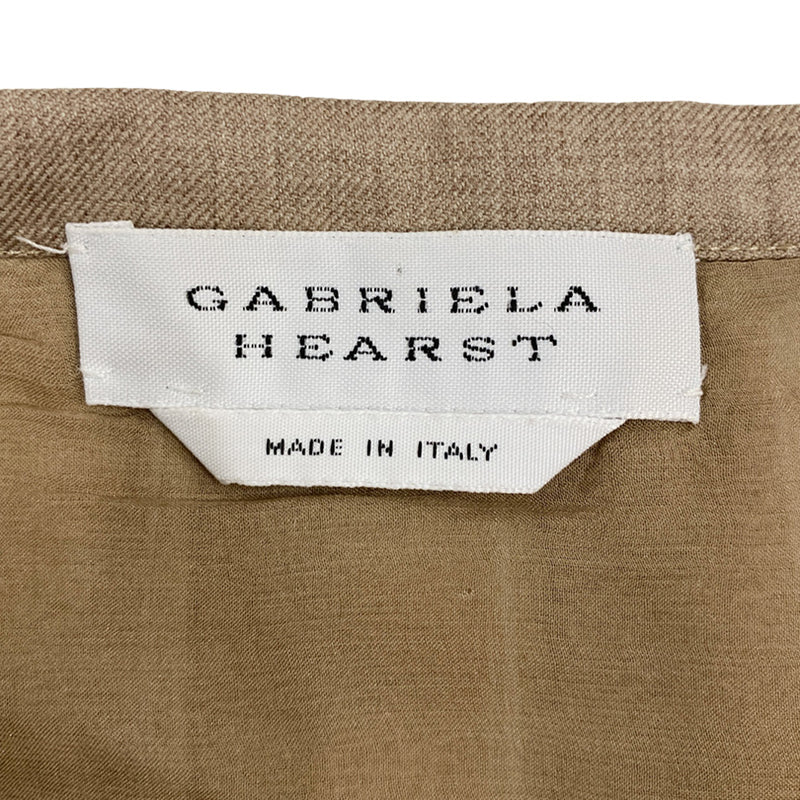 GABRIELA HEARST taupe wool and silk pleated skirt