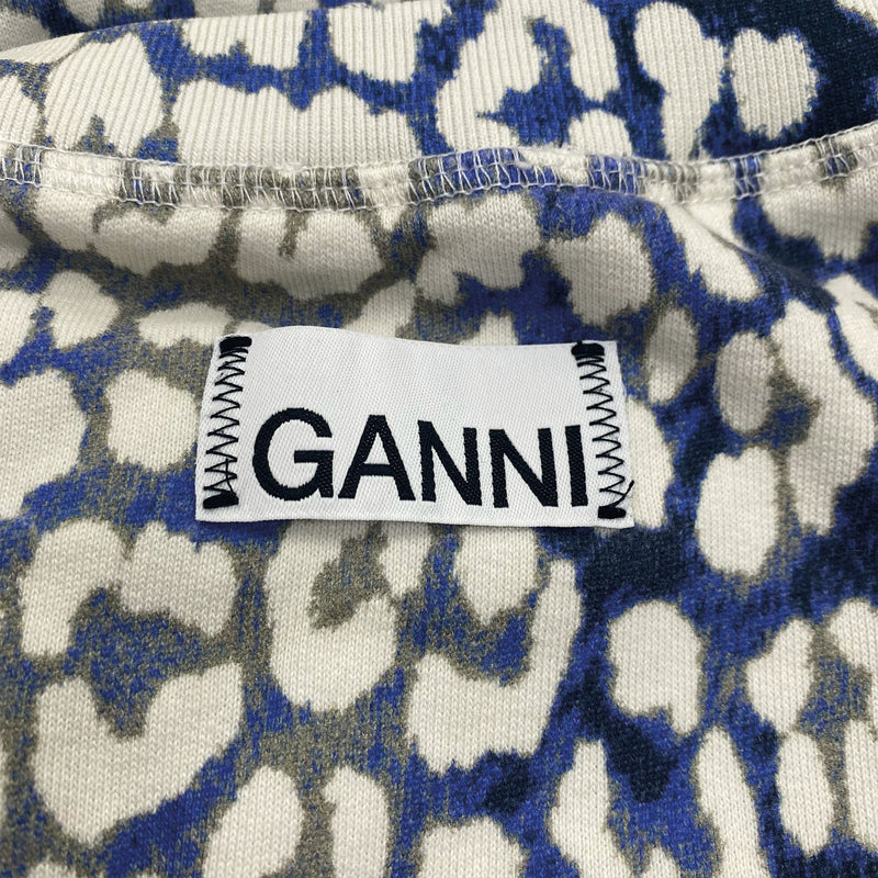 GANNI white and blue animal print cotton jumper