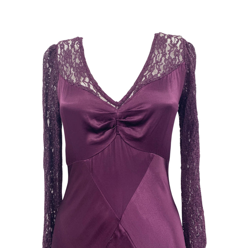 pre-owned GHOST purple viscose lace dress