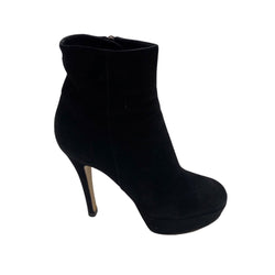 pre-owned GIANVITO ROSSI black suede platform ankle boots | Size 35.5