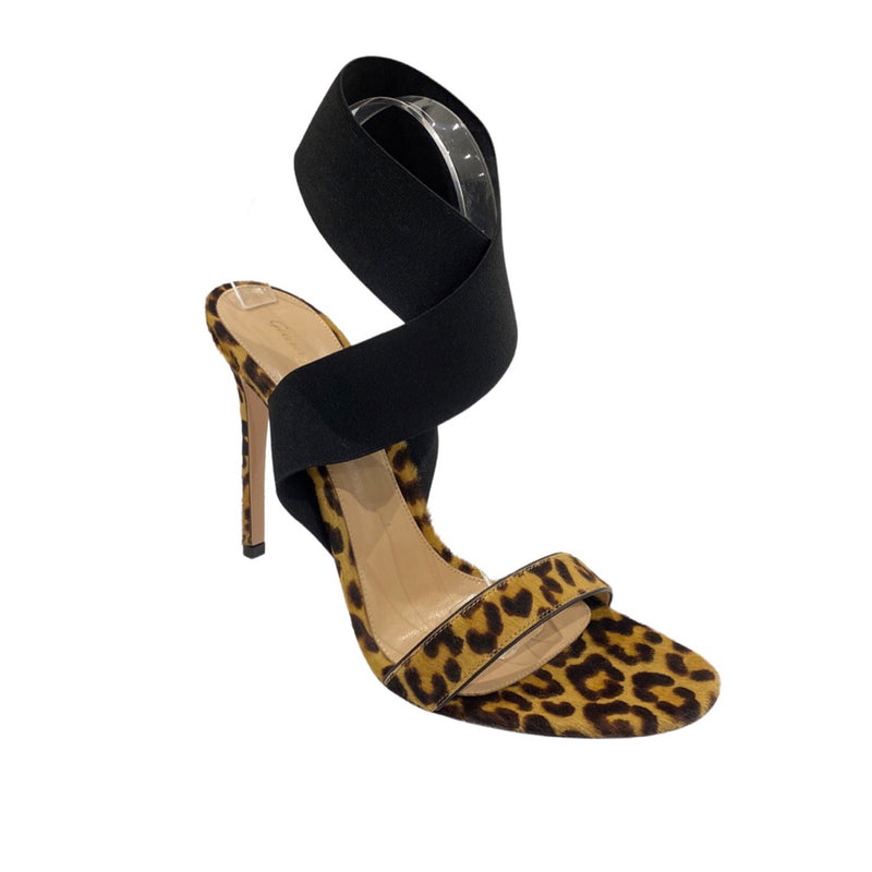 pre-owned GIANVITO ROSSI animal print sandal heels | Size 41.5