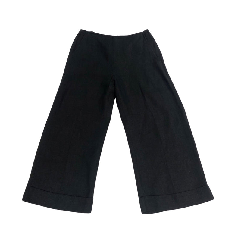 pre-owned GIORGIO ARMANI black linen trousers