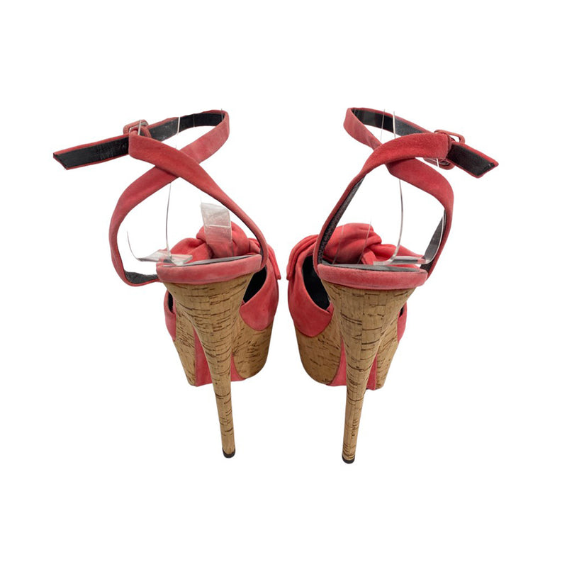 GIUSEPPE ZANOTTI pink suede and cork platform heels | Size 37