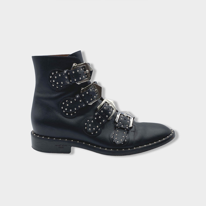 pre-owned GIVENCHY black ankle boots with studs