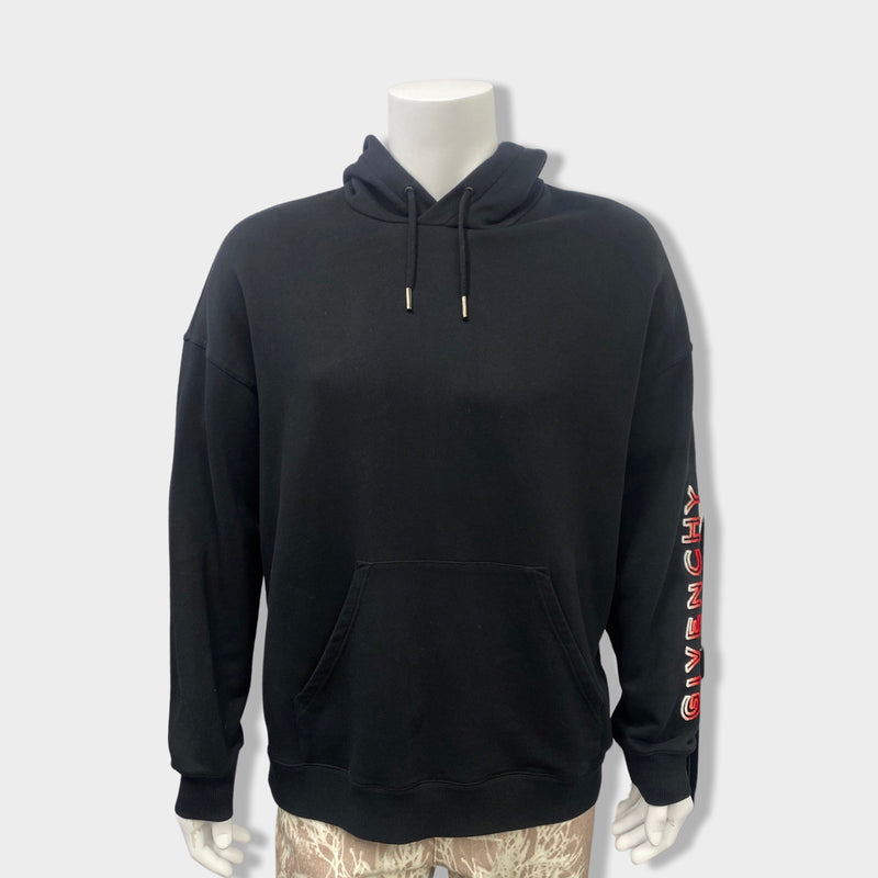 pre-owned GIVENCHY black and red cotton hoodie | Size XL