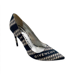 pre-owned GIVENCHY navy print fabric heels