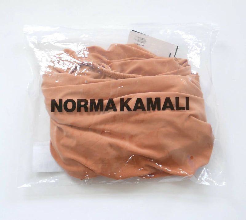 Norma Kamali orange jersey cropped one-shoulder ruched Diana top