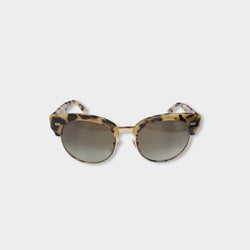 pre-owned GUCCI brown and cream tortoise shell sunglasses