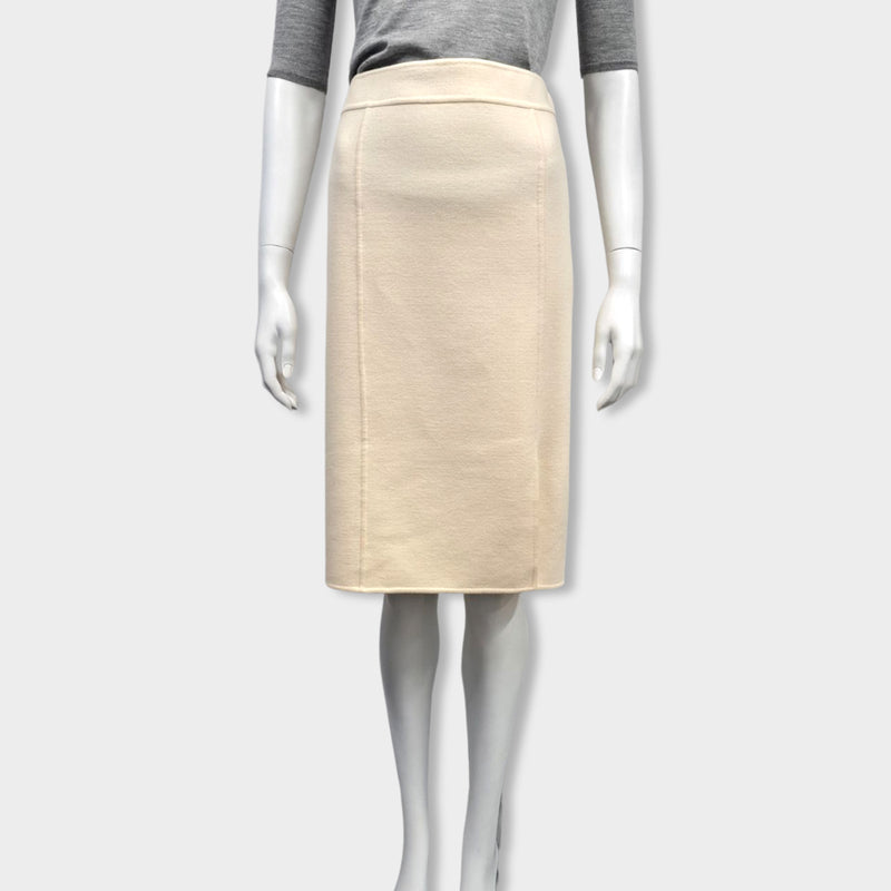 pre-owned GUCCI ecru wool and cashmere skirt