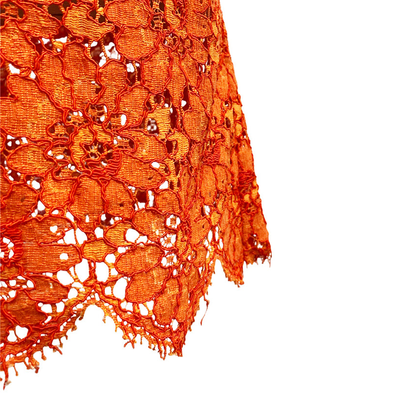pre-loved GUCCI orange floral guipure lace top