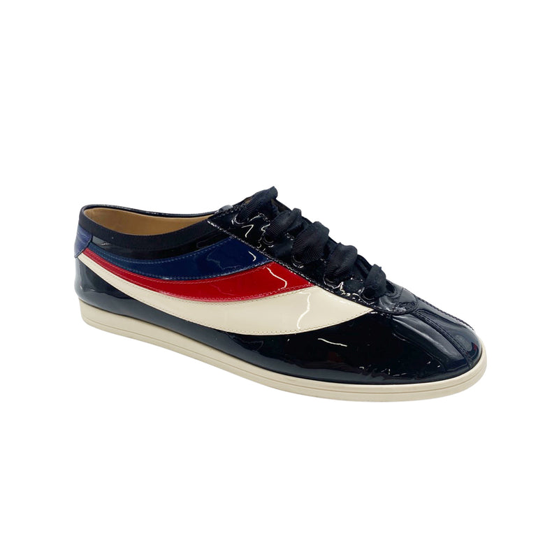 pre-owned GUCCI Falacer patent leather trainers | Size 42
