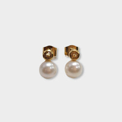pre-owned H. STERN gold and pearl earrings with topaz stone