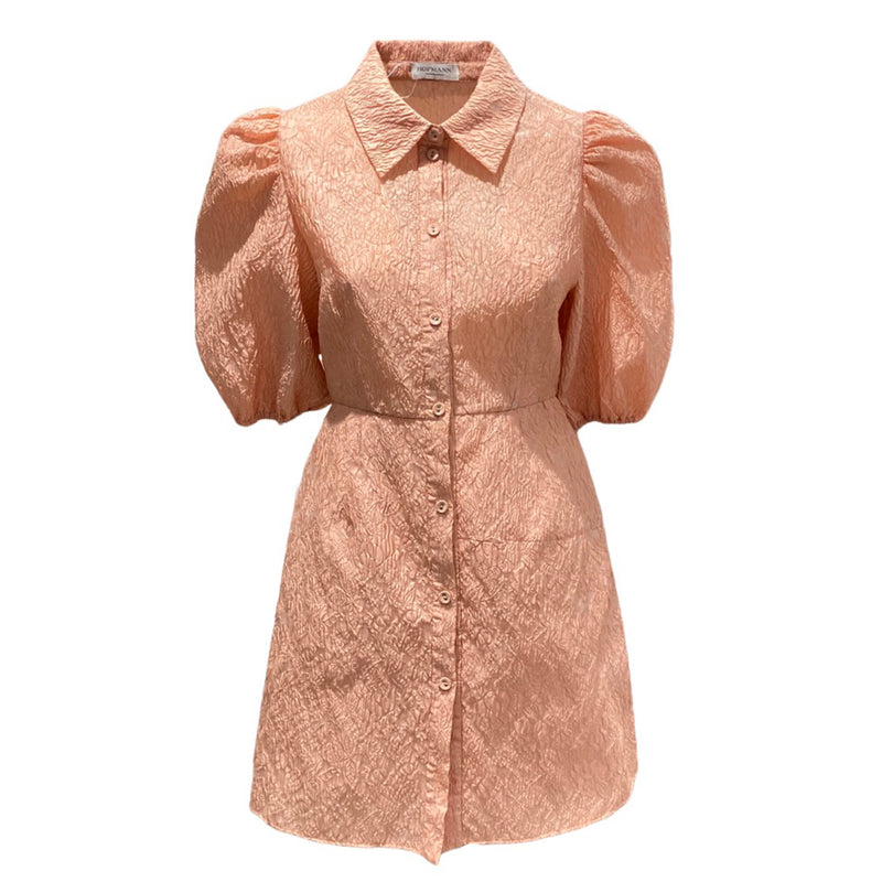 pre-owned HOFMANN peach brocade mini dress | Size EU36pre-