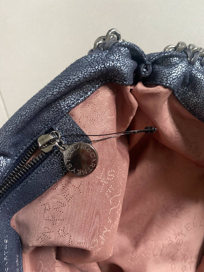 STELLA MCCARTNEY women's grey glitter effect faux suede Falabella handbag