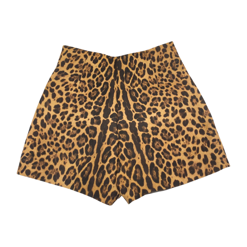 second-hand VALENTINO brown and beige animal print viscose shorts | Size IT38