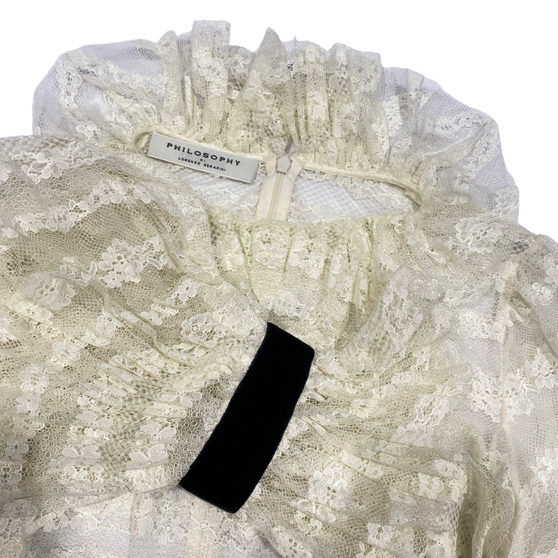 second-hand PHILOSOPHY ecru lace blouse | Size L