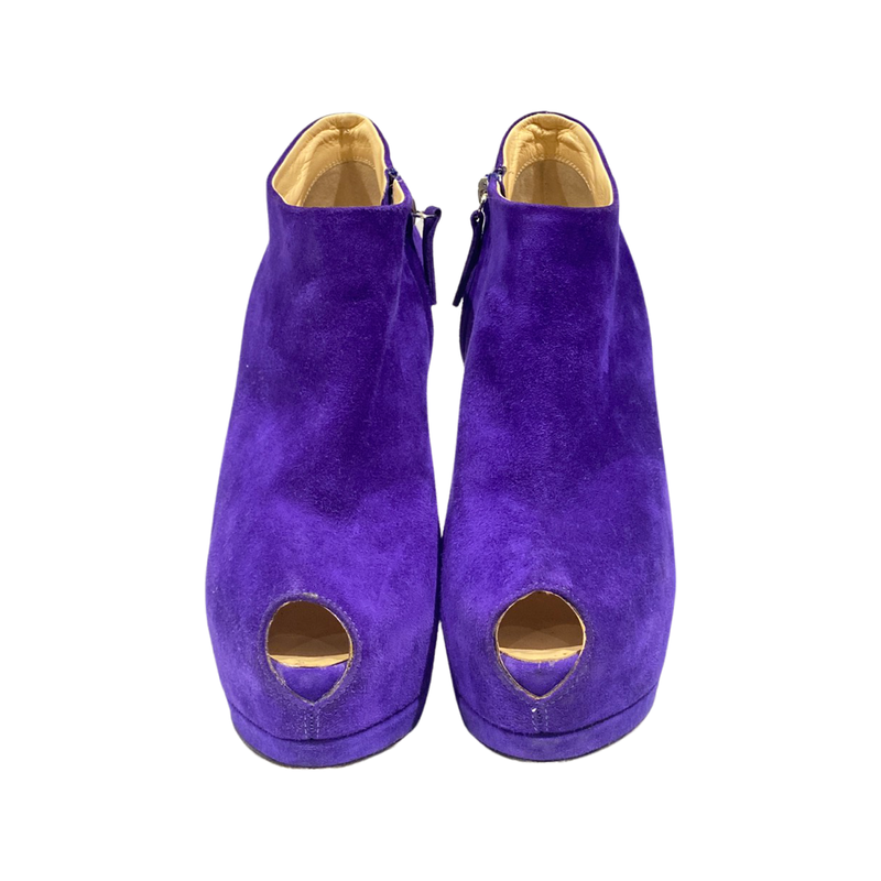 second-hand GIUSEPPE ZANOTTI purple suede open toe heels | Size 38.5