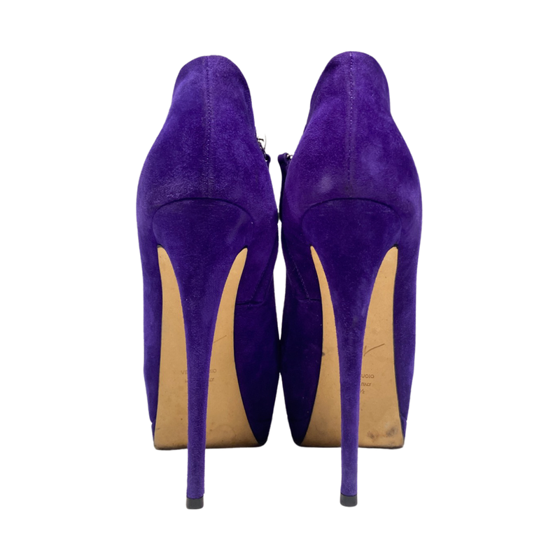 GIUSEPPE ZANOTTI purple suede open toe heels