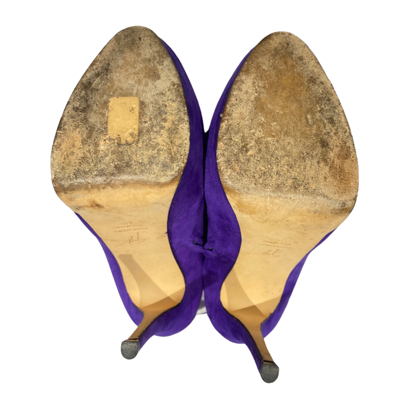 GIUSEPPE ZANOTTI purple suede open toe heels