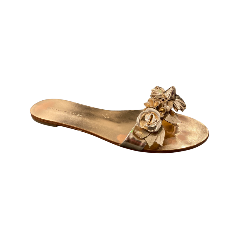 pre-owned SOPHIA WEBSTER rose gold leather flip flops | Size 40