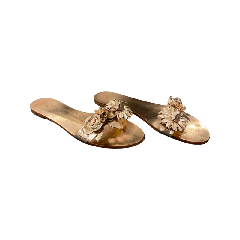 second-hand SOPHIA WEBSTER rose gold leather flip flops | Size 40