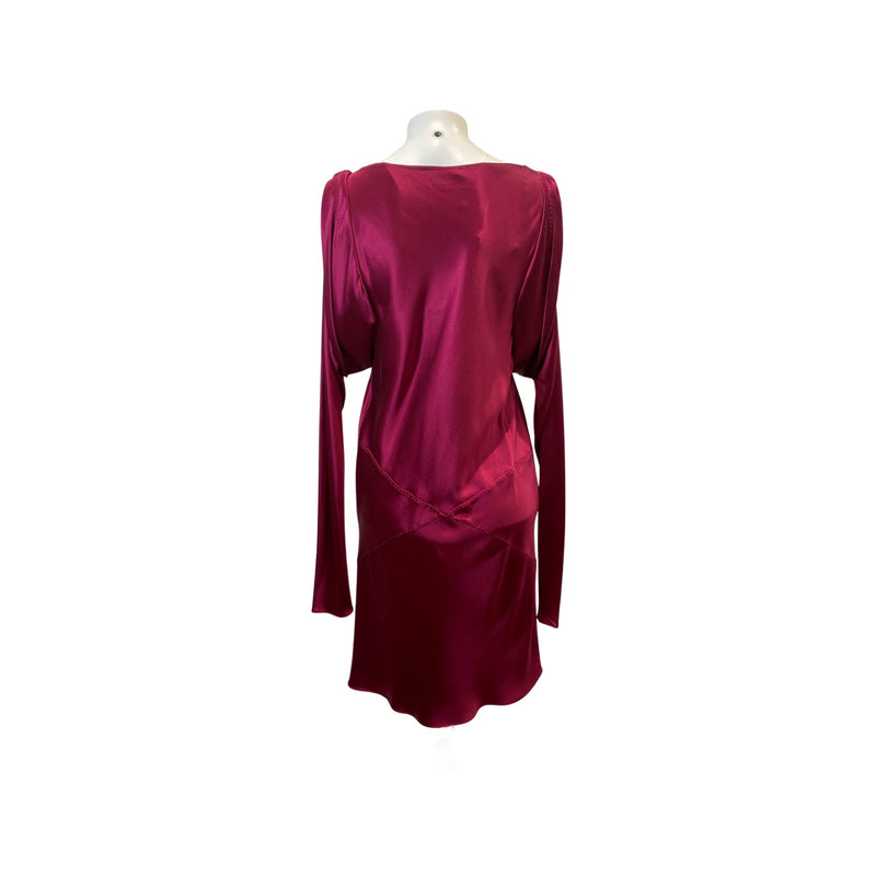 second-hand AMANDA WAKELEY cherry silk mid-length dress | Size UK12