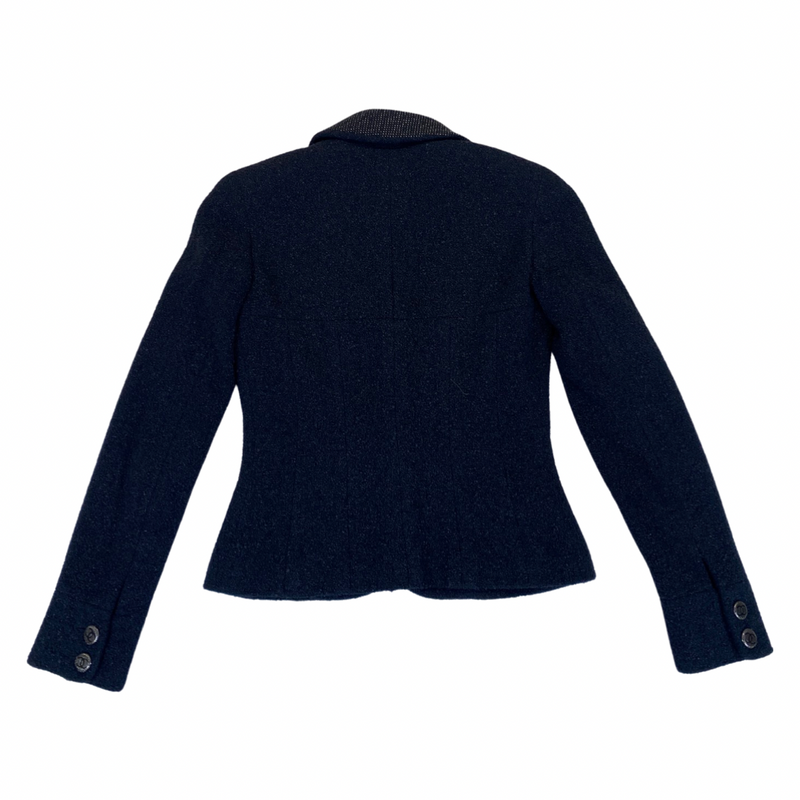 second-hand CHANEL navy tweed jacket | Size FR34