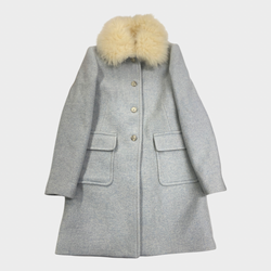 Bonpoint girl's baby blue wool coat with faux fur collar
