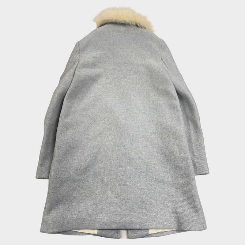 Bonpoint girl's baby blue wool coat with faux fur collar