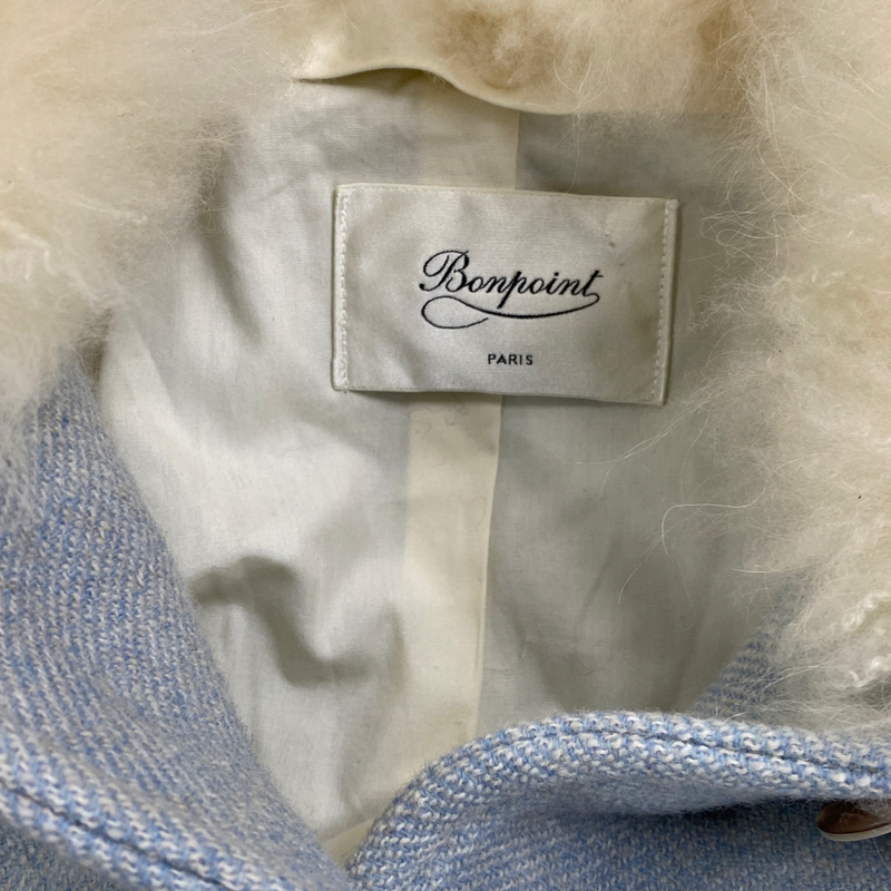 Bonpoint girl's baby blue wool coat with faux fur collar