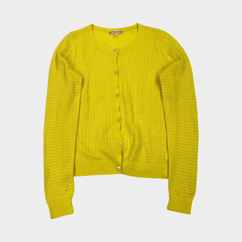 Bonpoint girl's yellow mesh cardigan