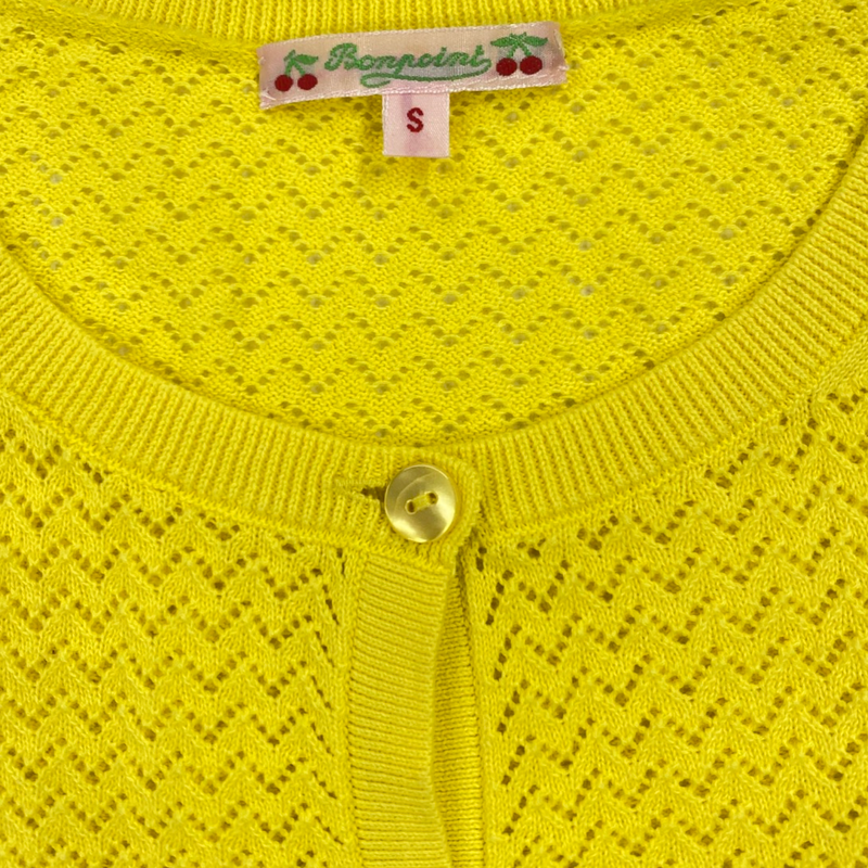 Bonpoint girl's yellow mesh cardigan