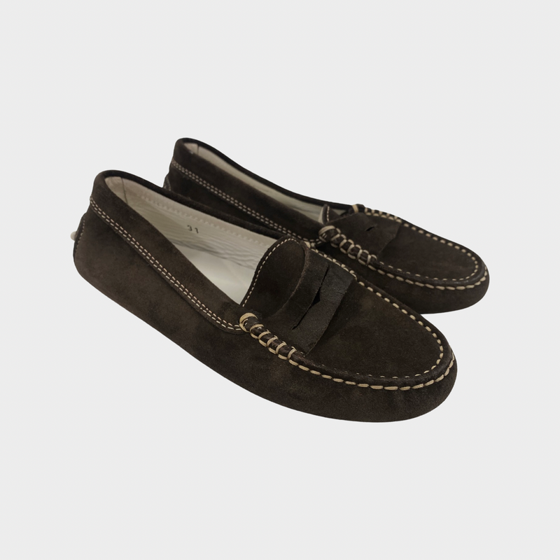 Tod's boy's brown suede moccasins