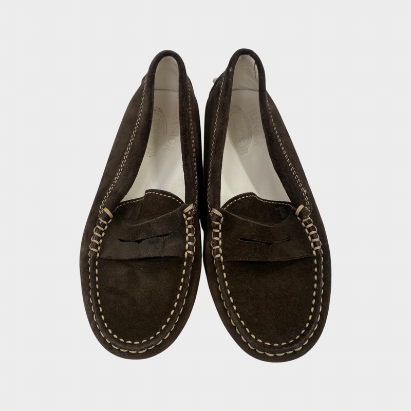 Tod's boy's brown suede moccasins