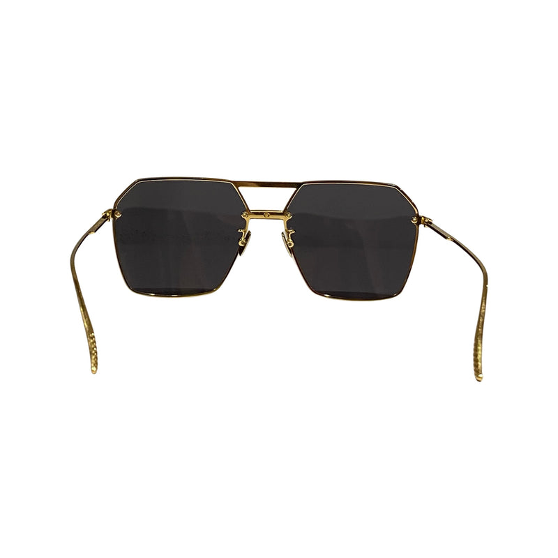 pre-loved BOTTEGA VENETA gold and brown sunglasses