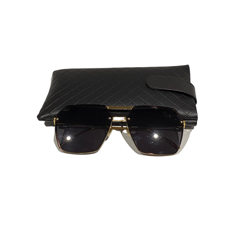 BOTTEGA VENETA gold and brown aviator sunglasses
