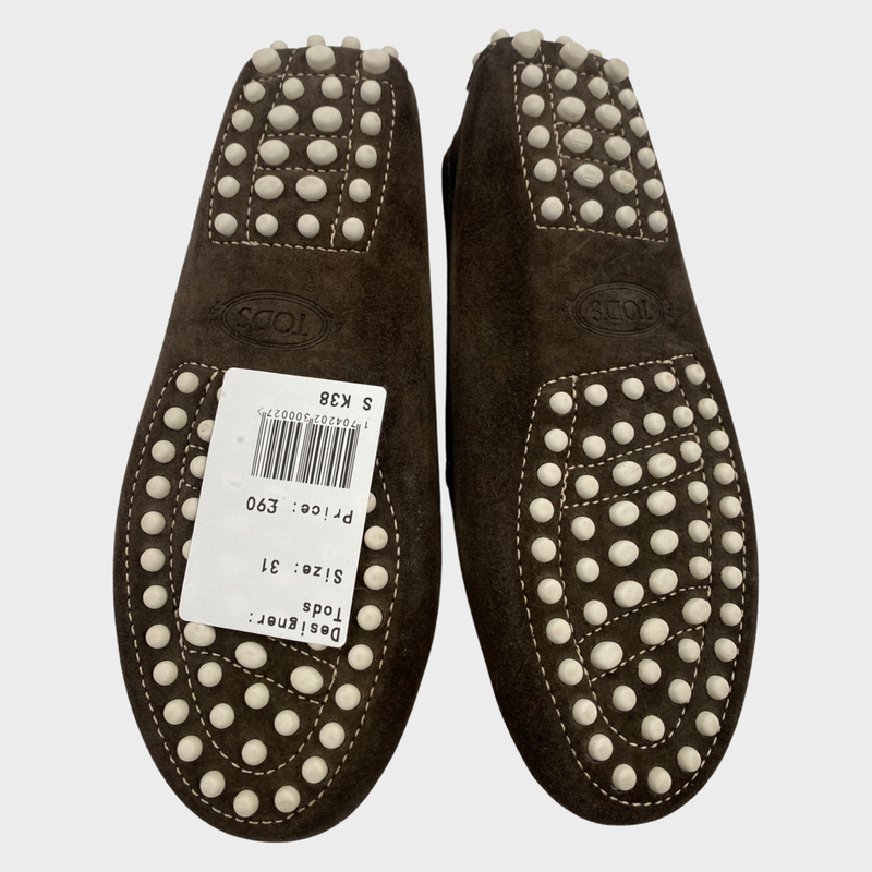 Tod's boy's brown suede moccasins